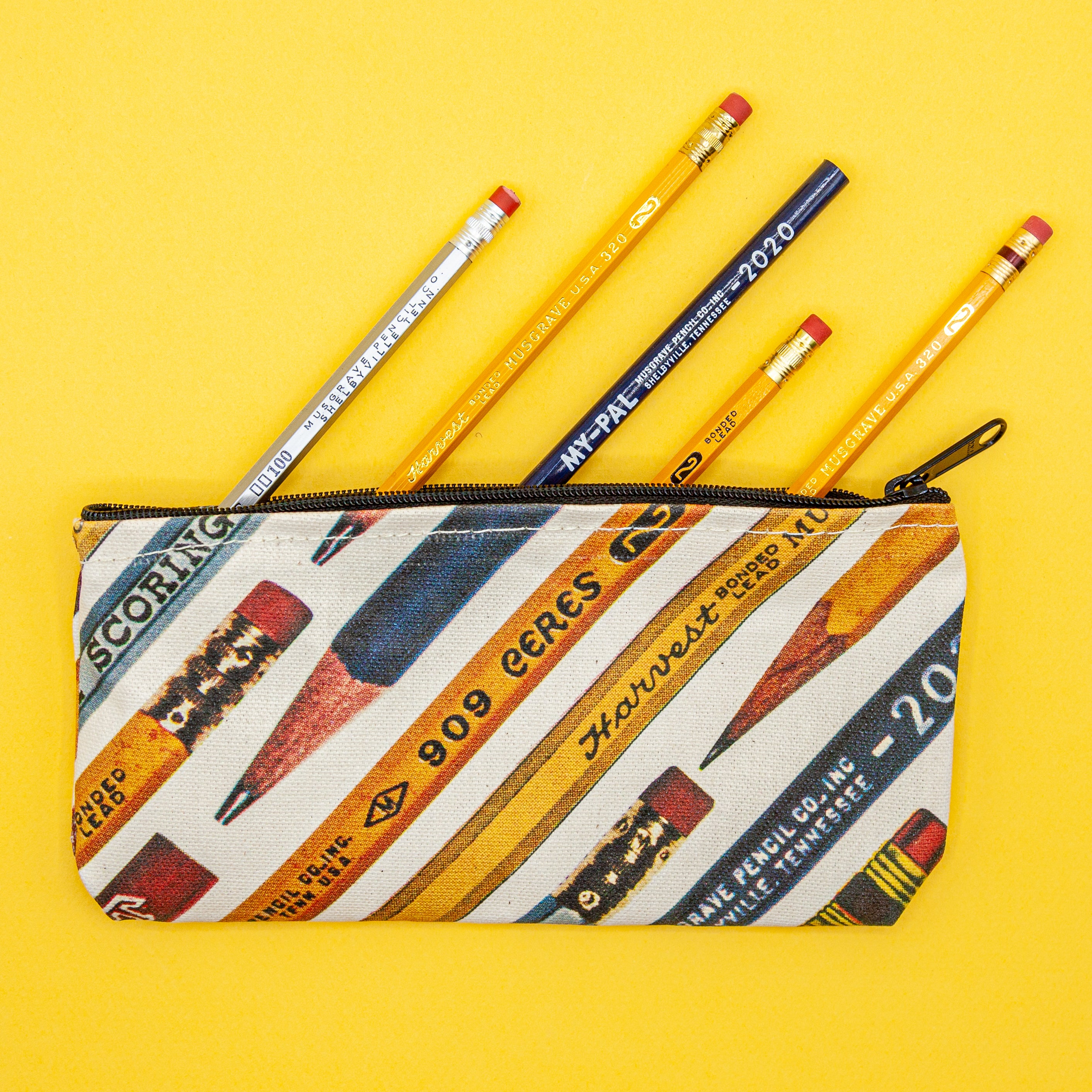 Zippered Waxed Canvas Pencil Pouch