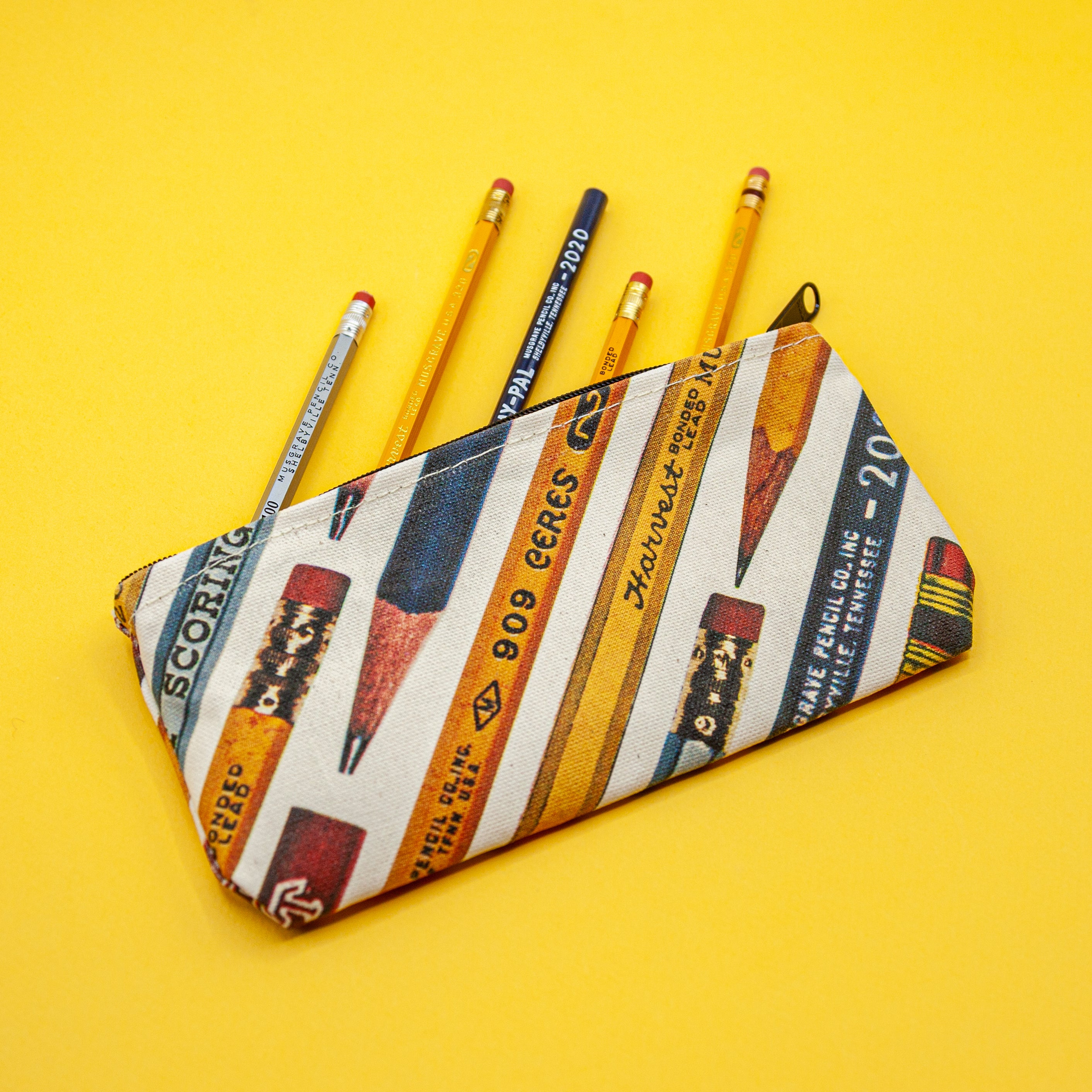 Zippered Waxed Canvas Pencil Pouch