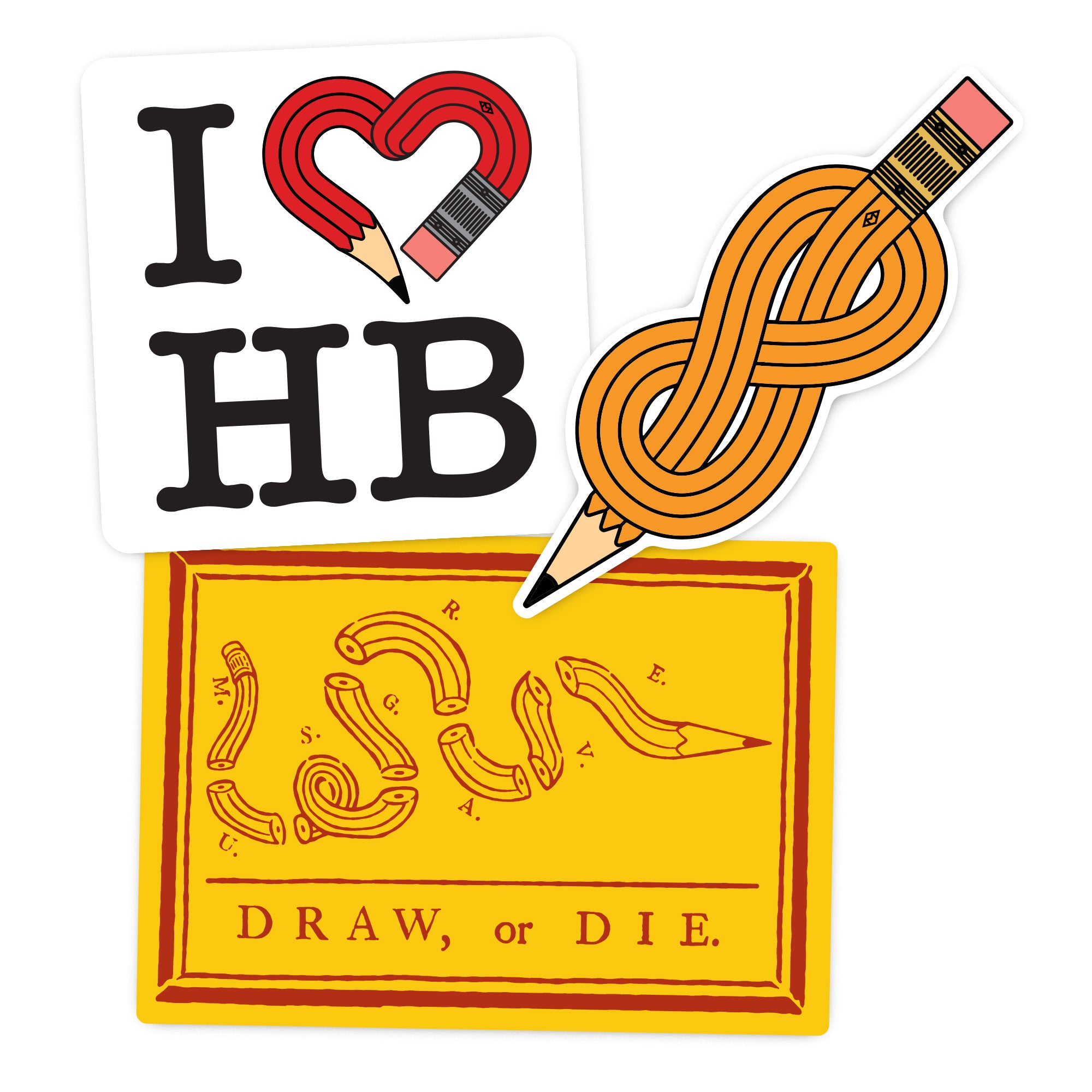 Designer Stickers - Draw or Die - Set of 3 – Musgrave Pencil Company